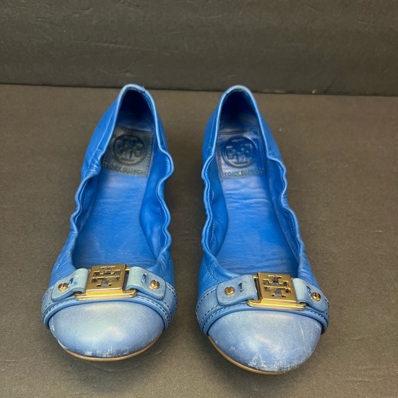 Tory Burch Royal Blue Flats with Gold Accents Size 6.5M - Picture 7 of 9
